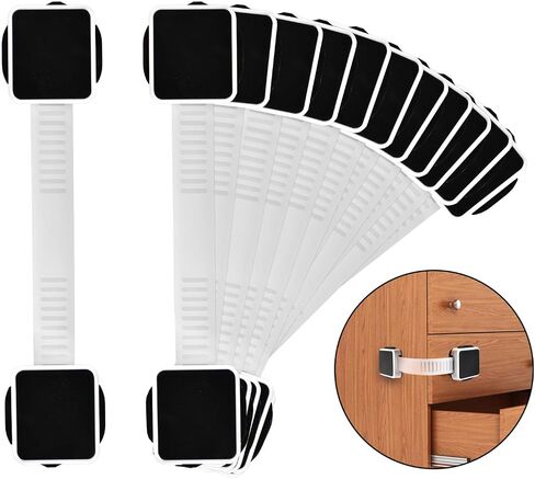 6 Pack Baby Proofing Cabinet Locks,Child Safety Latches Lock with Adhesive,No Drilling and Adjustable Strap Length for Drawers,Fridge,Dishwasher,Toilet Seat,Cupboard,Oven in Saudi Arabia