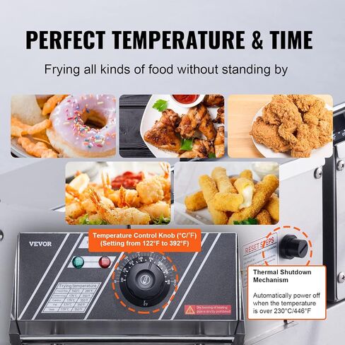 VEVOR Commercial Deep Fryer, 3000W Electric Turkey Fryer with 3 Removable Baskets, Large Capacity 18Qt / 17L Stainless Steel Countertop Single Oil Fryer, for Kitchen Restaurant Use, Silver in Saudi Arabia