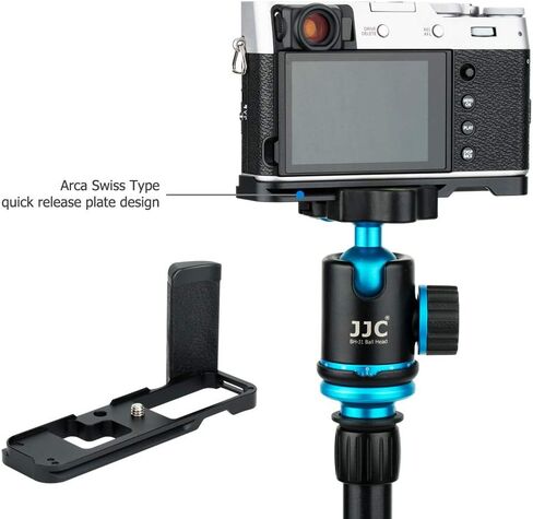 JJC Dedicated Metal Hand Grip L Bracket Anti-Slid Holder for Fujifilm Fuji X100V X100F Camera, Arca Swiss Type Quick Release Tripod Plate Design w/Battery Compartment Opening(Not Fits X100VI) Sliver in Kuwait