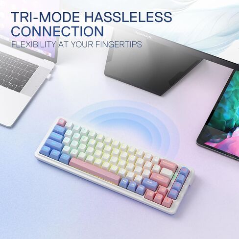 Redragon K709 PRO 65% Wireless Gasket RGB Gaming Keyboard, 68 Keys Hot-Swap Compact Mechanical Keyboard w/Free-Mod Socket, 5-Layer Noise Dampening & Round PBT Keycaps, Quiet Custom Linear Switch in Saudi Arabia