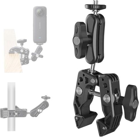 O'woda Super Clamp Bicycle Clamp Adjustable Action Camera Ball Mount Compatible with Insta360X4/ X3/ ONE X2/ GoPro Hero 12/11/ 10/9/ 8/7/ 6/ DJI Pocket/Action Camera Accessories in Saudi Arabia