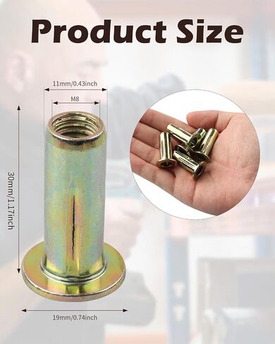 Multi-Grip Rivet-Nuts, M6 Rivet Nut Carbon Steel Pre-Bulbed Shank Color-Zinc-Plated Flat Head Threaded Insert Nut(25 Pack) in Saudi Arabia