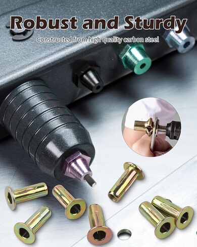 Multi-Grip Rivet-Nuts, M6 Rivet Nut Carbon Steel Pre-Bulbed Shank Color-Zinc-Plated Flat Head Threaded Insert Nut(25 Pack) in Saudi Arabia