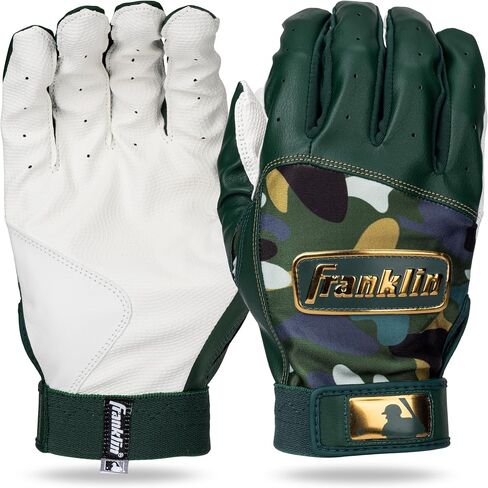 Franklin Sports MLB Batting Gloves - Digitek Camo Baseball + Softball Batting Gloves - Premium Leather Baseball Batting Gloves - Batting Glove Pair - White/Yellow - Youth Small in Saudi Arabia
