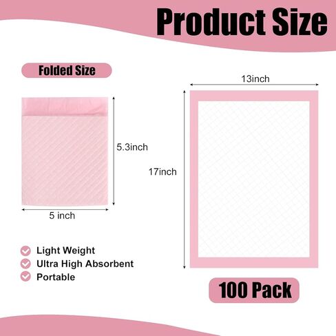 100 Pack Disposable Changing Pads,17 X 13 In Baby Disposable Underpads,Ultra Absorbent Disposable Bed Pads,Waterproof Diaper Changing Pad,LeakProof Breathable Underpads Bed Table Protector Mat in Saudi Arabia
