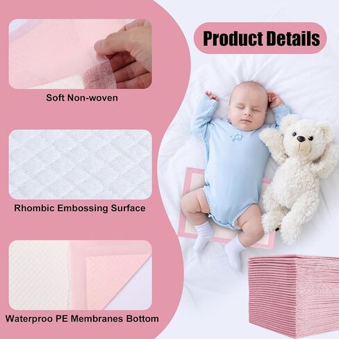 100 Pack Disposable Changing Pads,17 X 13 In Baby Disposable Underpads,Ultra Absorbent Disposable Bed Pads,Waterproof Diaper Changing Pad,LeakProof Breathable Underpads Bed Table Protector Mat in Saudi Arabia