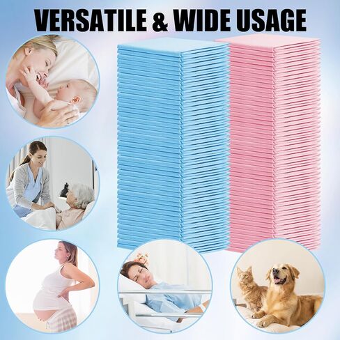 100 Pack Disposable Changing Pads,17 X 13 In Baby Disposable Underpads,Ultra Absorbent Disposable Bed Pads,Waterproof Diaper Changing Pad,LeakProof Breathable Underpads Bed Table Protector Mat in Saudi Arabia