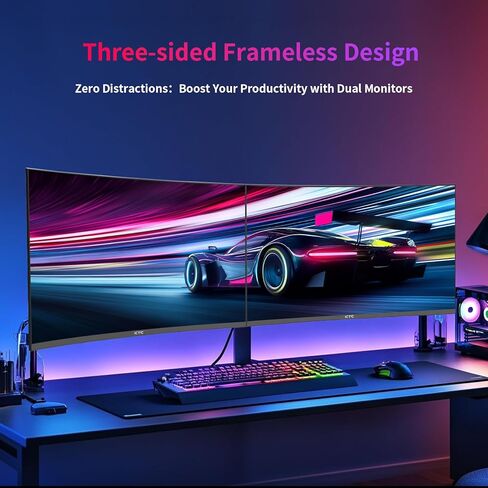KTC 27 inch WQHD 180Hz 1ms Curved Gaming Monitor 1440P 144Hz Monitor 132% sRGB HVA FreeSync DisplayPort/HDMI/USB VESA Computer Monitor for Gamers (DP Cable Included) in Kuwait