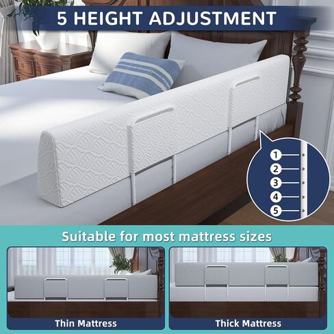 Bed Bumper for Toddlers, Foam Bed Rail for Toddlers, Toddler Bed Rail Bumper, Soft Safety Bed Guard Rail for Kids, Bed Side Rail for Twin, Full, Queen & King Beds (White, 59IN) in Saudi Arabia