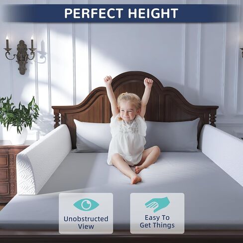 Bed Bumper for Toddlers, Foam Bed Rail for Toddlers, Toddler Bed Rail Bumper, Soft Safety Bed Guard Rail for Kids, Bed Side Rail for Twin, Full, Queen & King Beds (White, 59IN) in Saudi Arabia