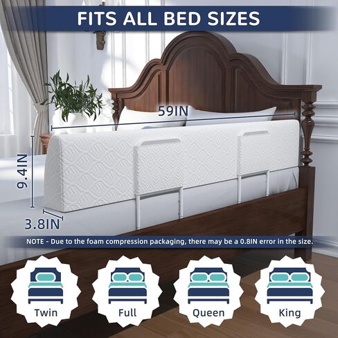 Bed Bumper for Toddlers, Foam Bed Rail for Toddlers, Toddler Bed Rail Bumper, Soft Safety Bed Guard Rail for Kids, Bed Side Rail for Twin, Full, Queen & King Beds (White, 59IN) in Saudi Arabia