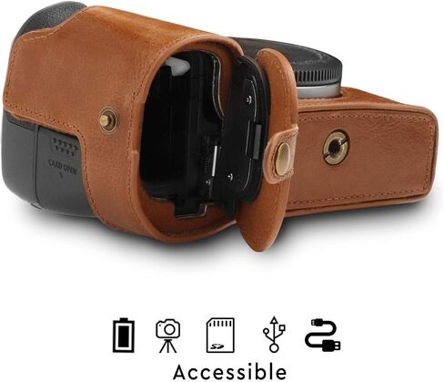 MegaGear MG1558 Ever Ready Genuine Leather Camera Half Case Compatible with Canon EOS Ra, R - Brown in Saudi Arabia