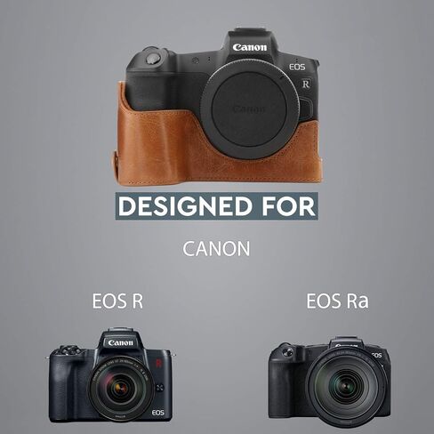 MegaGear MG1558 Ever Ready Genuine Leather Camera Half Case Compatible with Canon EOS Ra, R - Brown in Saudi Arabia