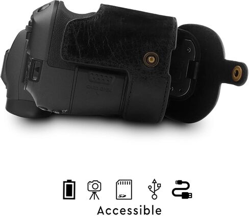 MegaGear MG1558 Ever Ready Genuine Leather Camera Half Case Compatible with Canon EOS Ra, R - Brown in Saudi Arabia