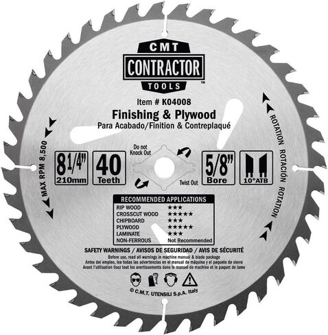 CMT K04008 ITK شفرة منشار التشطيب للمقاولين، 8-8-1/4 × 40 سن، 10° ATB مع تجويف 5/8 بوصة<> in Saudi Arabia