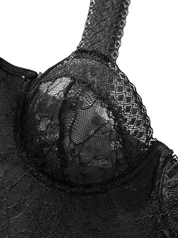 Lilosy Sexy Underwire Push Up Scallops Floral Mesh Sheer Babydoll Lingerie Women Teddy Bodysuit Top Nightgown One Piece in Saudi Arabia