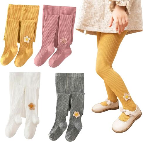 Baby Girl Tights,Toddler Tights With Two-Color Kitten Cute Decoration,Leggings Little Girls Seamless Stockings Cotton Pantyhose for Newborn Infant Toddler Black/Gray/Apricot 3-5 T 2Pack in Saudi Arabia