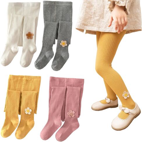 Baby Girl Tights,Toddler Tights With Two-Color Kitten Cute Decoration,Leggings Little Girls Seamless Stockings Cotton Pantyhose for Newborn Infant Toddler Black/Gray/Apricot 3-5 T 2Pack in Saudi Arabia