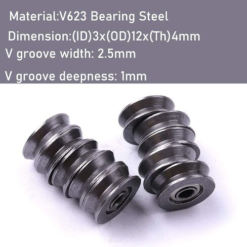 Atoplee 20pcs V623 Bearing Steel Wire V Groove Pulley Ball Bearing, 3x12x4mm in Saudi Arabia