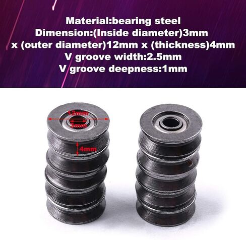 Atoplee 20pcs V623 Bearing Steel Wire V Groove Pulley Ball Bearing, 3x12x4mm in Saudi Arabia