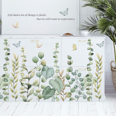 WAFT YEARN Hanging Vine Wall Decals Ivy Green Leaves Wall Stickers for Bedroom Livingroom Kindergarten Kid‘sroom Playroom Home Decoration Murals Wall Decor (Green Plant 6) in Saudi Arabia
