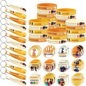 24 Set Buttons Pins, Rubber Bracelets and Keychain for Party Favors Supplies