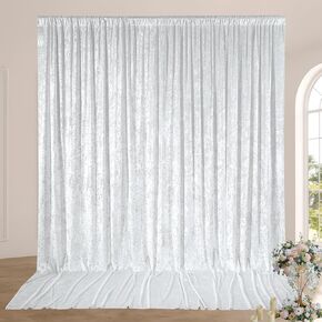 10×10ft White Velvet Backdrop Curtain for Party, Wrinkle Free Thick Velvet Drapes for Backdrop, 2 Panels 5×10ft Velure Curtains for Backdrop Wedding Birthday Baby Shower Stage Photo Background