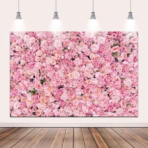 Pink Rose Floral Wall Backdrops 10x8ft Summer Flowers Wall Party Backdrop for Girls Birthday Princess Tea Party Wedding Bridal Shower Anniversary Ceremony Dessert Cake Table Decoration Supplies
