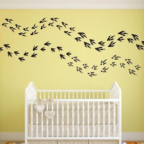 Black Dinosaur Footprint Wall Decals Animal Paw Wall Stickers Peel & Stick Dino Trucks Floor Stickers Kids Room Playroom Baby Nursery Classroom Decor