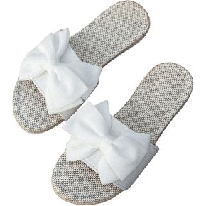 GORGLITTER Women's Bow Flat Sandals Vacation Open Toe Thick Sole Memory Foam Sandals