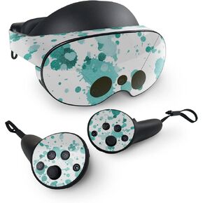 MightySkins Glossy Glitter Skin Compatible with Meta Quest Pro - Teal Splatter | Protective, Durable High-Gloss Glitter Finish | Easy to Apply, Remove, and Change Styles | Made in The USA