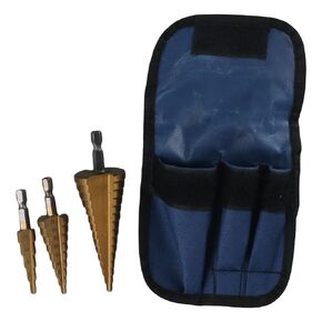 Drilling Power Tools 3pcs High Speed Steel Well-Organized Bag 1/4" Hex Shank Pagoda Drill Bit DIY Lovers Gold Hole Opener Wood and Metal