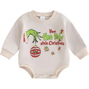 Newborn Baby Boy Girl Christmas Outfit Gingerbread Man Onesie Sweatshirt Bubble Romper Bodysuit Infant Xmas Clothes