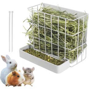 Guinea Pig Hay Feeder，Rabbit Hay Feeder with Heavy-Duty Metal Frame Hay Holder，for Bunny, Guinea Pigs,Chinchillas-6.9x4.7x6.6 inch