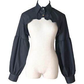 GRAJTCIN Women's Detachable Dickey Collar Long Sleeves Lace Blouse Fake Collar Half Shirt