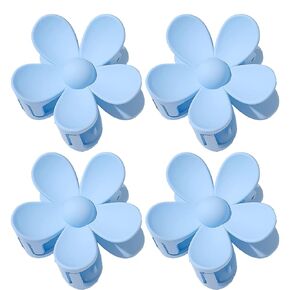 4 Pcs Blue Hair Claw Clips - Large Floral Hair Clips, Strong Hold for Women Thin Hair & Thick Hair