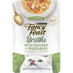 Purina Fancy Feast Limited Ingredient Wet Cat Food Complement, Broths Classic With Chicken - (16) 1.4 Oz. Pouches