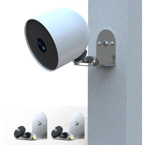 Metal Adjustable Wall Mount for Google Nest Cam Battery Indoor/Outdoor, Drop-Proof Outdoor Wall Mount Mounting Kit for Nest Cam, Silver 304 Stainless Steel Rust-Proof - (2 Packs)