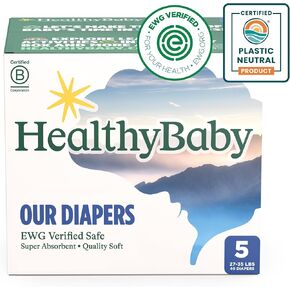Our Diapers | EWG Verified Safe & Plant-Based Diapers | Absorbent for Leak Protection | Soft Organic Cotton Shell | Chlorine-Free Diaper for Sensitive Skin | Size 5 (40 Diapers)