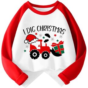 Kids Christmas Shirt Boys Girls Ugly Xmas Santa Claus Reindeer Tree Graphic Tees Raglan Toddler Long Sleeve Tshirt Tops