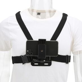 Yoidesu Mobile Phone Chest Mount Harness Strap Holder Outdoor Live Mobile Phone Chest Strap Harness Mount Cell Phone Clip, Elastic and Adjustable, Chest Strap Mount for Smartphones and Action Camera