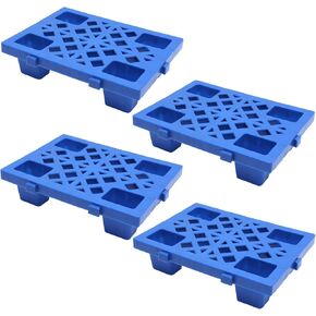 Plastic Pallets,4pcs Lightweight Pallet,Nestable Moisture-Proof Floor Pallets,Spliceable Outdoor Breathable Grid Platform for Garage Warehouse Supermarket Basement Storage,19.7x11.8x3.9in