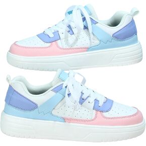 WDIRARA Colorblock Lace Up Shoes Round Toe Casual Shoes Sporty Outdoor Skater Shoes Sneakers