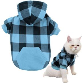 KOOLTAIL Plaid Dog Hoodie Pet Clothes Sweater with Hat and Pocket for Small Medium Large Size Dogs, Soft Winter Warm Dog Cold Weather Coat, Fleece Fall Dog Hooded Sweatshirt for Puppy Cats, White SM