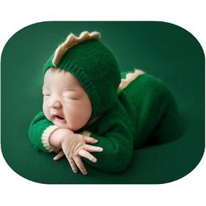 Vemonllas Newborn Photography Props Dinosaur Outfit Photo Prop Dino Hat Bonnet Footed Romper Baby Photoshoot Bodysuit Costume