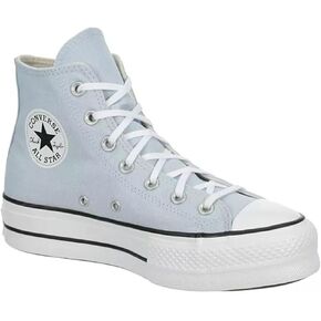 Converse Unisex Chuck Taylor All Star High Top Canvas Platform Sneaker - Lace up Closure Style - Cloudy Daze/White/Black 7.5