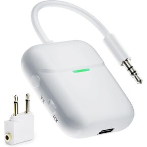 Nulaxy Air in-Flight Bluetooth Wireless Audio Transmitter Receiver for up to 2 AirPods Wireless Headphones, Bluetooth Adapter for All 3.5mm Aux Jacks on Airplanes, Gym Equipment, TVs Blue