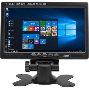 7 inch Small HDMI Monitor 1024x600 Resolution Small 1080P Portable IPS Monitor with Built-in Speakers HDMI VGA AV Input for Gaming CCTV Security Camera Raspberry Pi PC