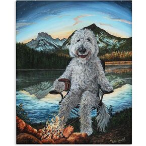 Stupell Industries Dog by Campfire Landscape Canvas Wall Art Design by Holly Simental