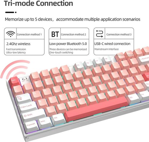 IROK TP87 Tri-Mode Customized Mechanical Keyboard 80% TKL Hot Swapped PBT Keycaps RGB Programmable Wireless Gaming Keyboard with Yellow Switch for Win/Mac Gamer-WhiteBlue in Saudi Arabia